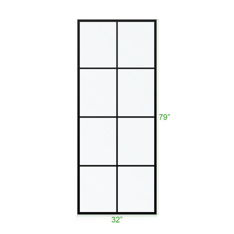 KOLO Frameless Ultra Clear Single Shower Glass Panel with Silk Printed Window-Pane (32", 38", 44", 60")