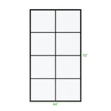 KOLO Frameless Ultra Clear Single Shower Glass Panel with Silk Printed Window-Pane (32", 38", 44", 60")