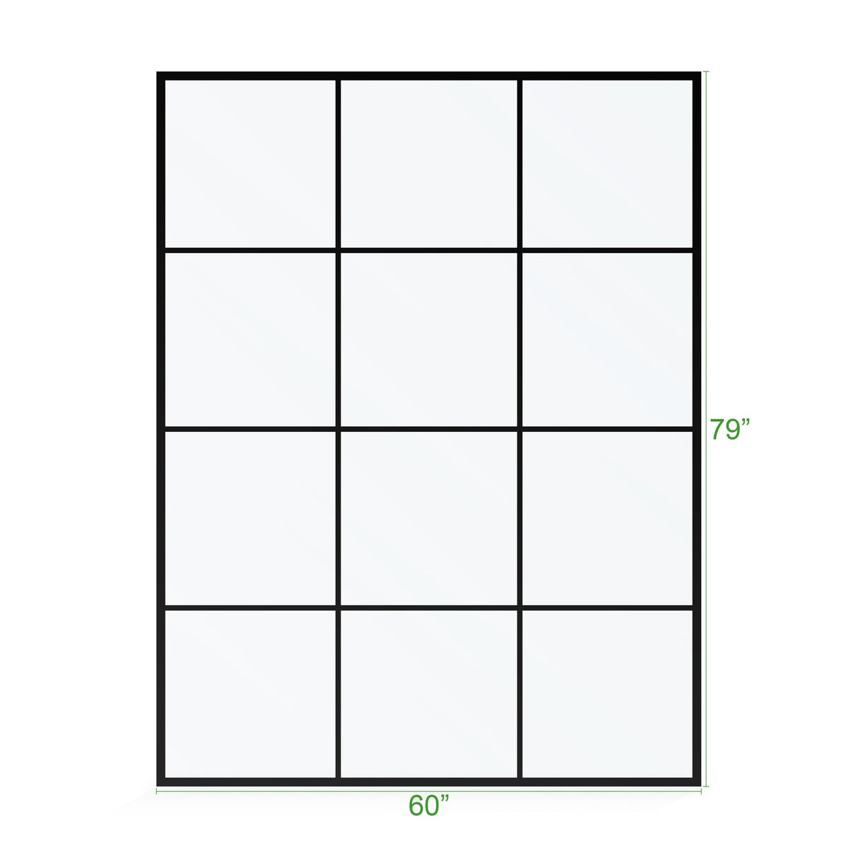 KOLO Frameless Ultra Clear Single Shower Glass Panel with Silk Printed Window-Pane (32", 38", 44", 60")