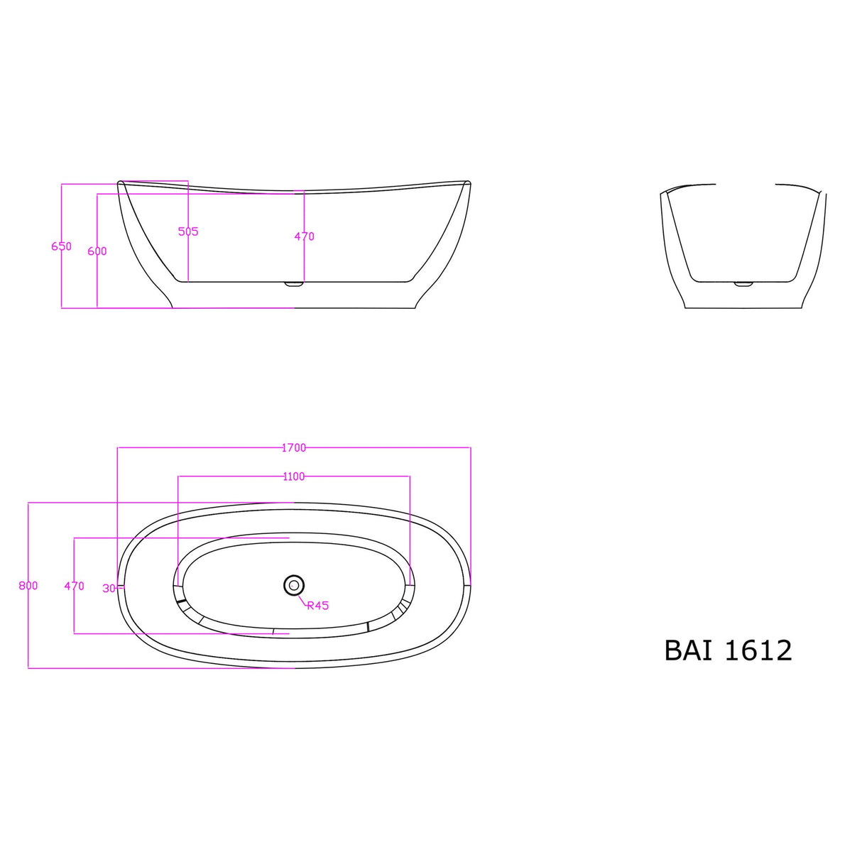 KOLO Acrylic Freestanding Soaking Bathtub