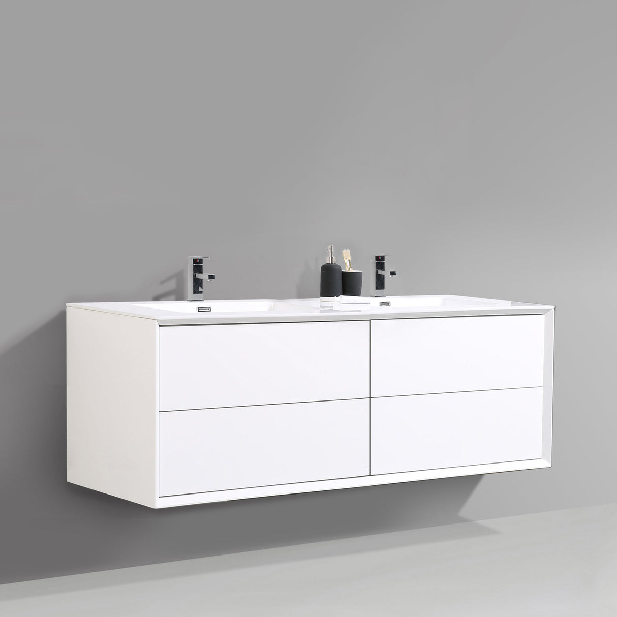 KOLO 1705 Wall Hung 59-inch Bathroom Vanity in Gloss White Finish