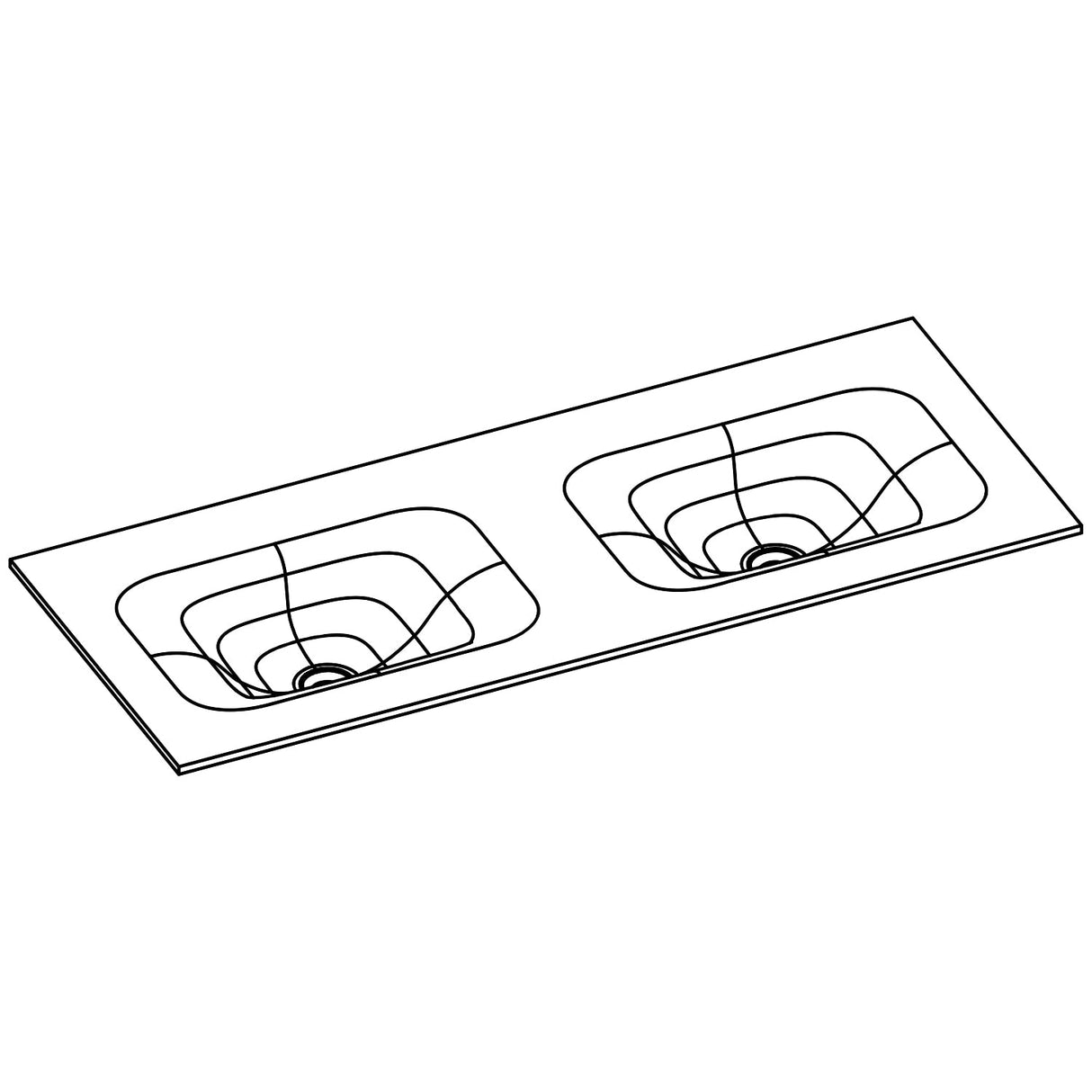 KOLO 8021 Double Bowl Matte White Basin / 52"