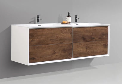 BAI 8010 Wall Hung 60-inch Bathroom Cabinet in Rose Wood Finish