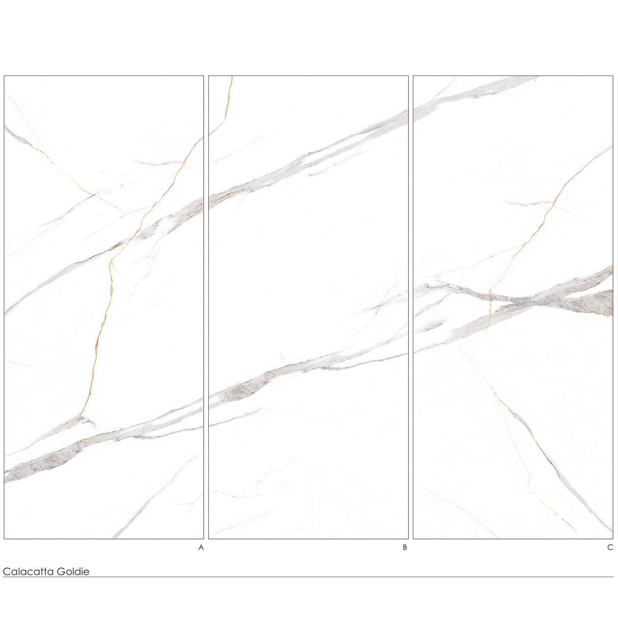 KOLO 9064 Bookmatch Calacatta Goldie High Gloss Porcelain Tile (48x110)