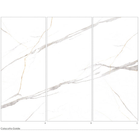 BAI 9064 Bookmatch Calacatta Goldie High Gloss Porcelain Tile (48x110)