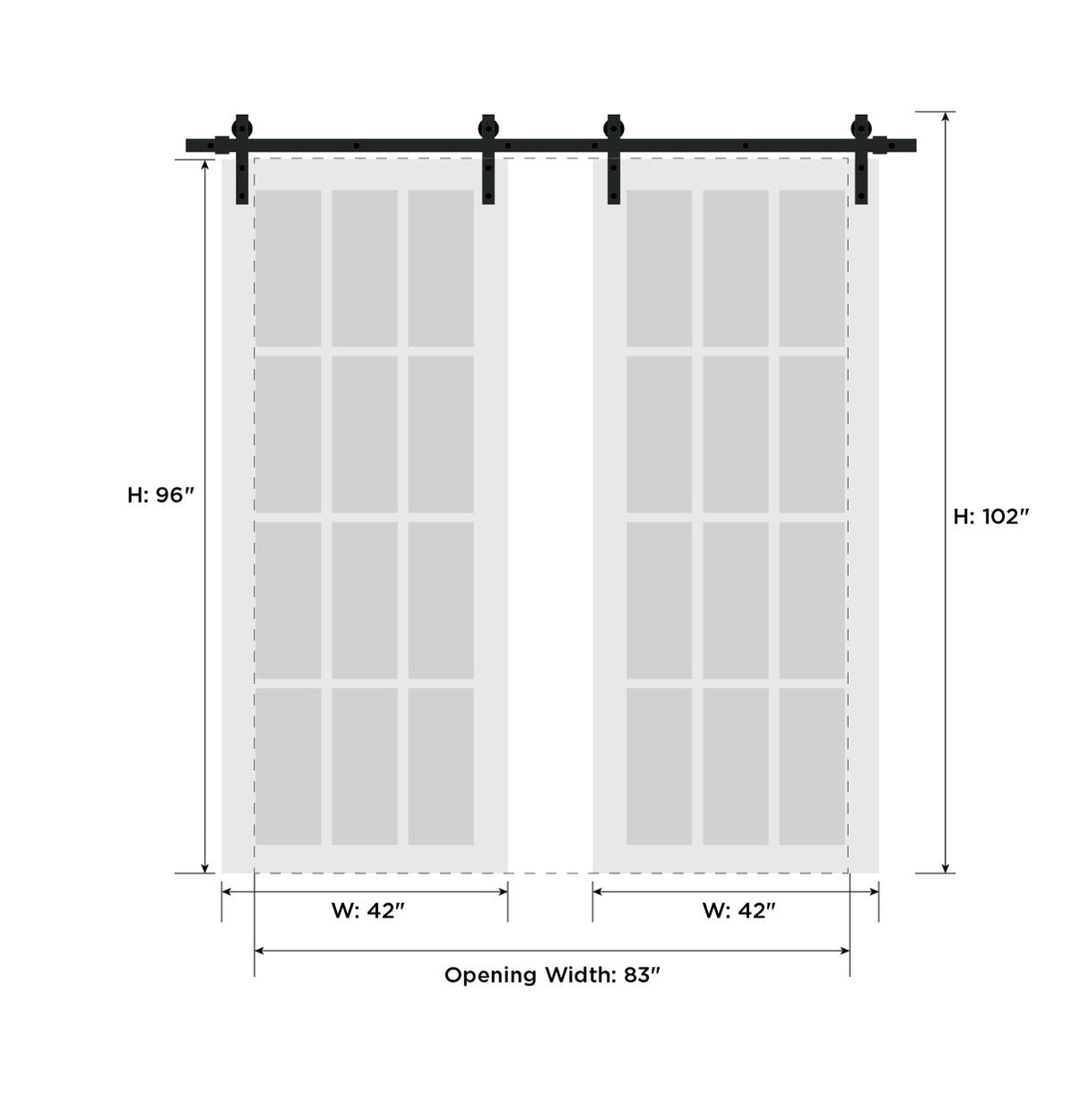 Sturdy Double Barn Door with Frosted Glass