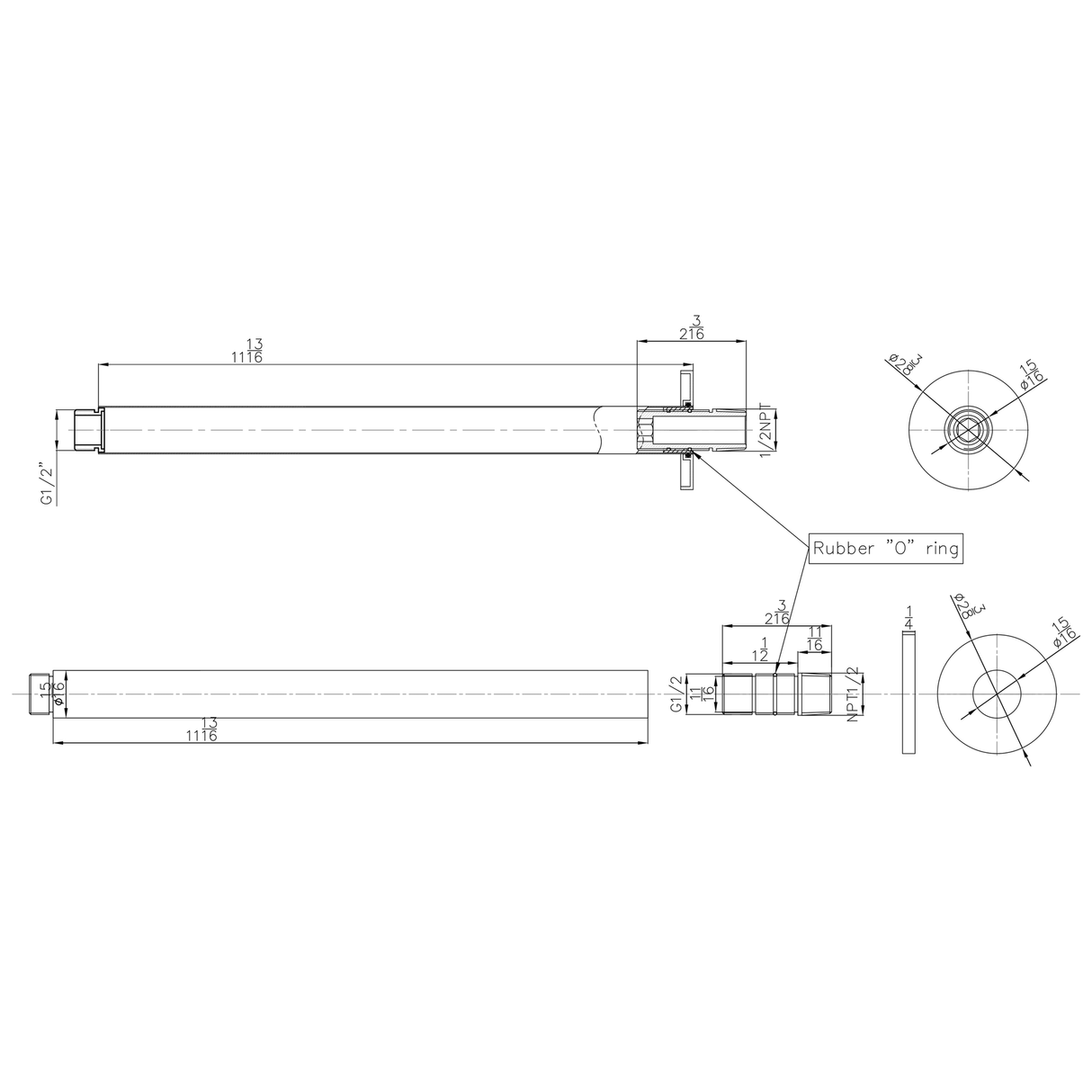 KOLO Ceiling Mounted 12-inch Shower Head Arm