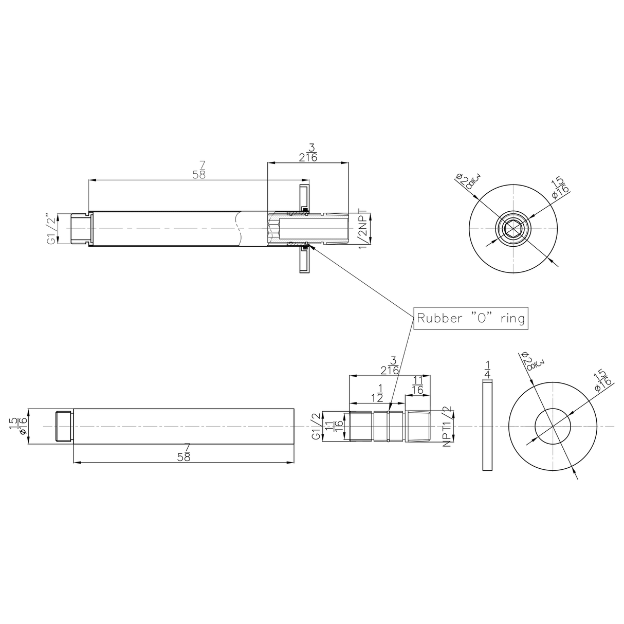 KOLO Ceiling Mounted 6-inch Shower Head Arm