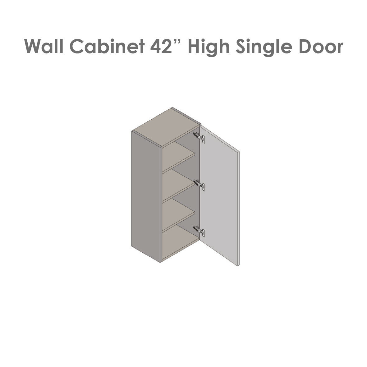 9" x 42" Wall Cabinet-Single Door-with Shaker White Matte door