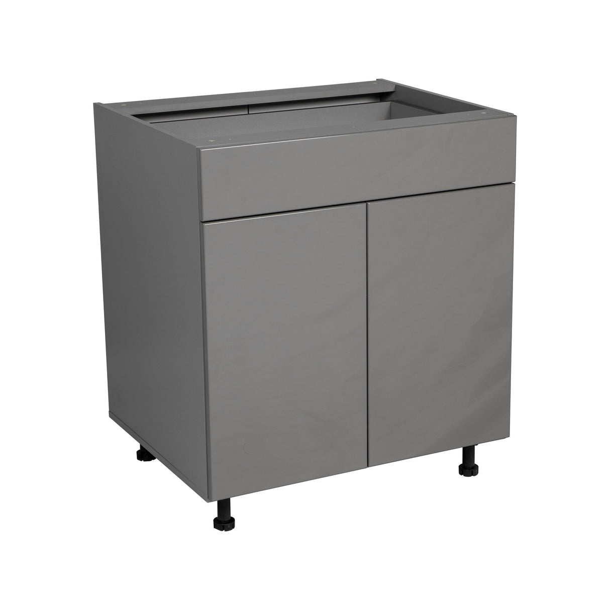 36" Base Cabinet Double Door Single Drawer with Grey Gloss door