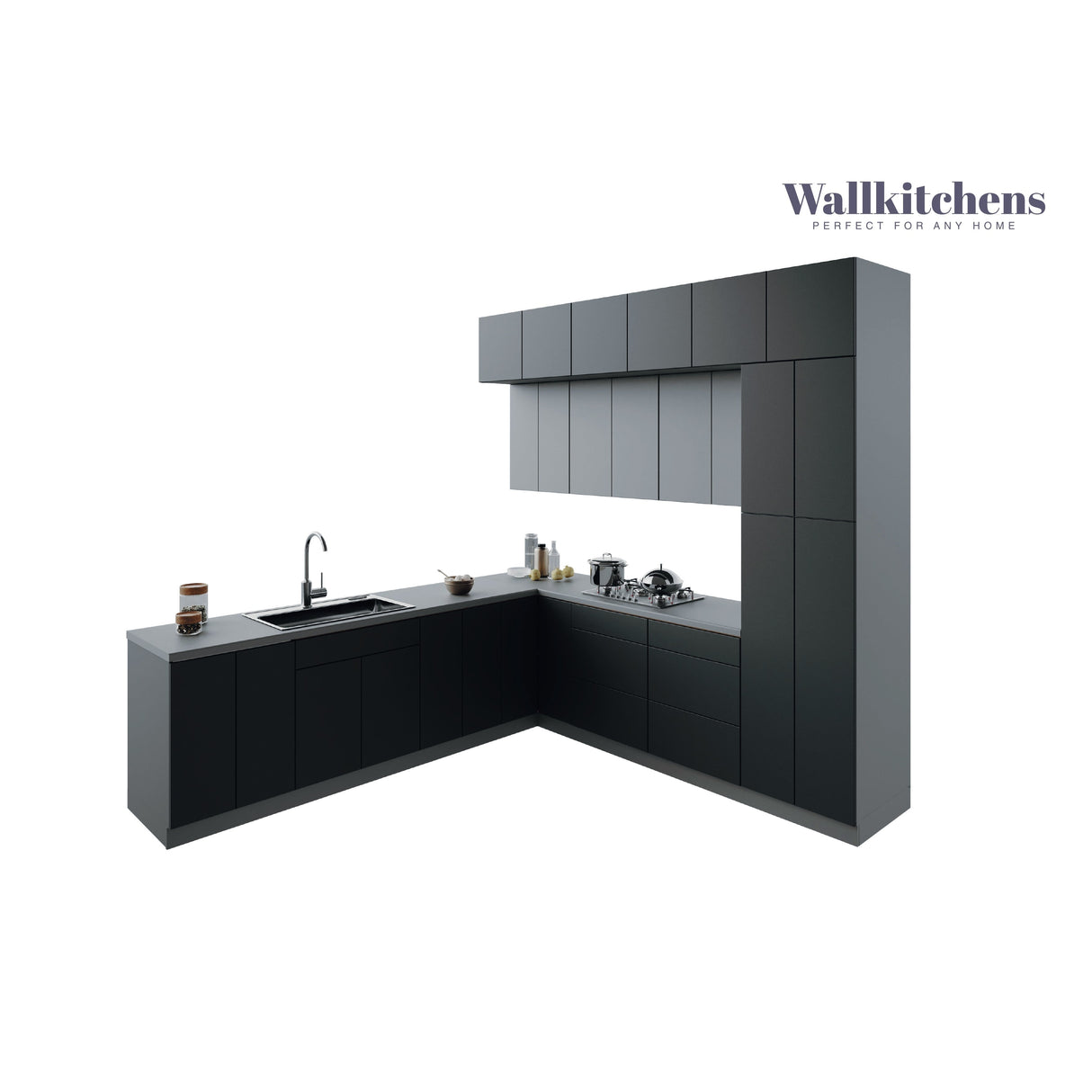Kitchen Culinary Haven Collection Black & Gray Color Base Size 9Ft Wide