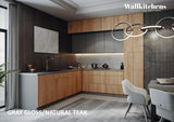 Kitchen Culinary Haven Collection Natural Teak & Gray Color Base Size 9Ft Wide