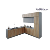 Kitchen Culinary Haven Collection Natural Teak & Gray Color Base Size 9Ft Wide