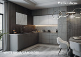 Kitchen Culinary Haven Collection Gray & White Gloss Color Base Size 9Ft Wide