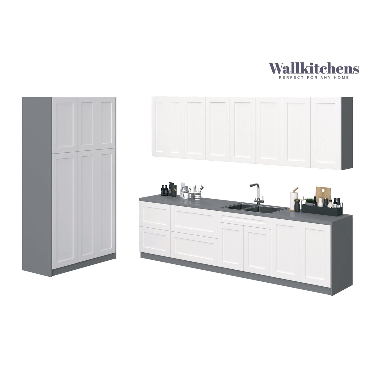 Kitchen Oasis Collection White Matte Color Base Size 10Ft Wide
