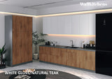 Kitchen Oasis Collection Natural Teak & White Gloss Color Base Size 10Ft Wide