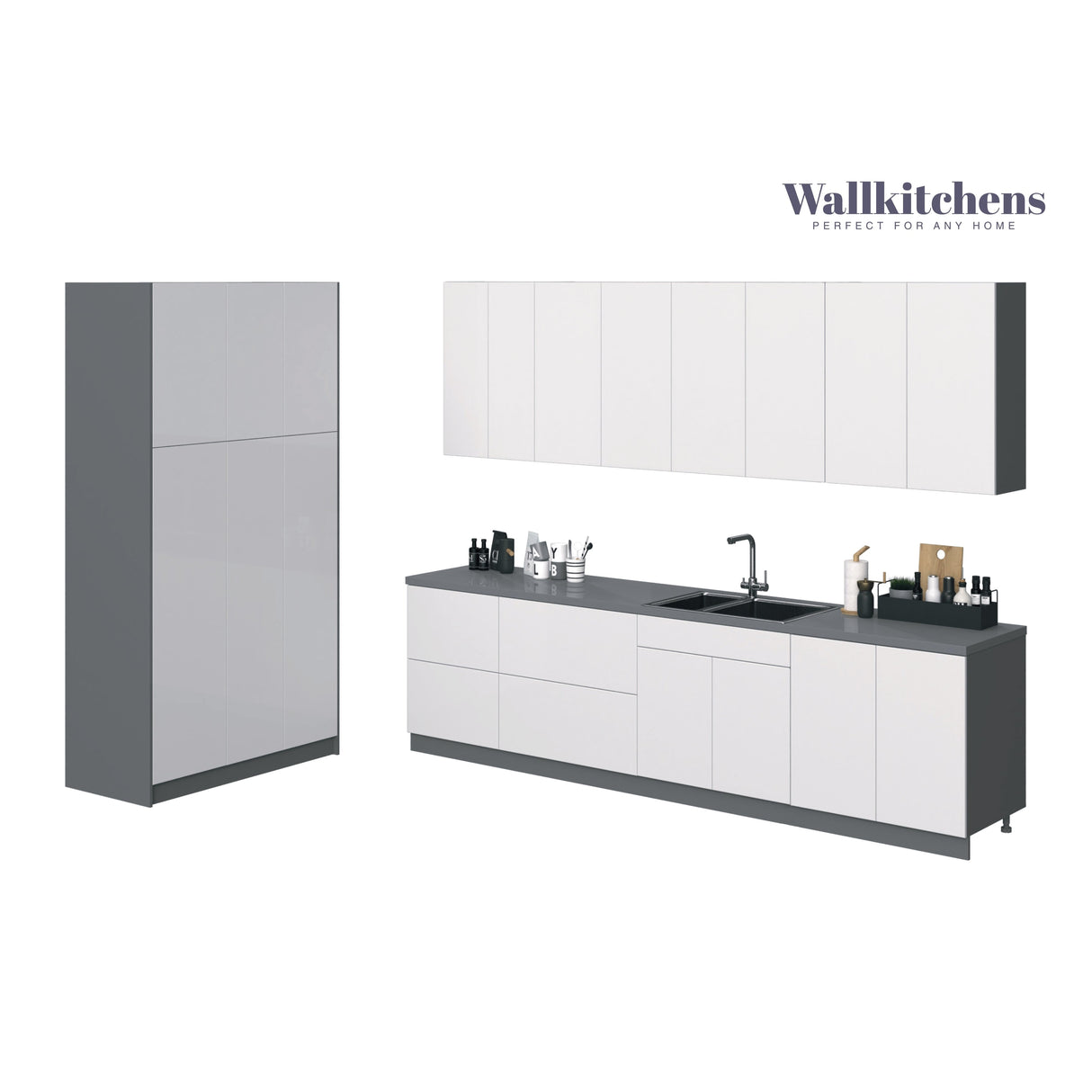 Kitchen Oasis Collection White Gloss Color Base Size 10Ft Wide