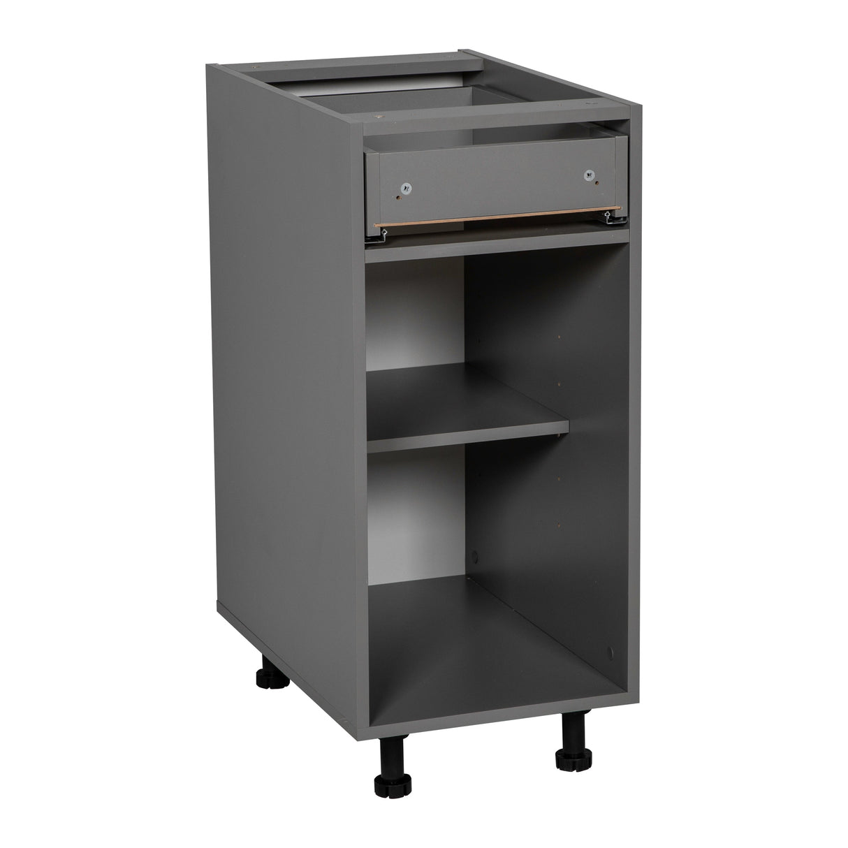 12" Base Cabinet Single Door Single Drawer Grey