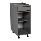 12" Base Cabinet Single Door Single Drawer Grey