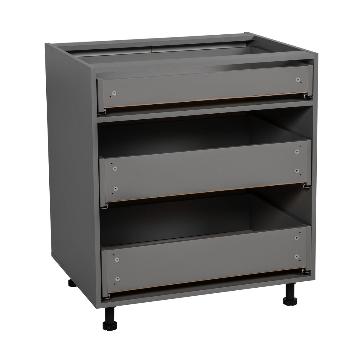 18" Base Cabinet-Double Door-Three Drawer-Grey