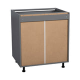 15" Base Cabinet-Double Door-Three Drawer-Grey