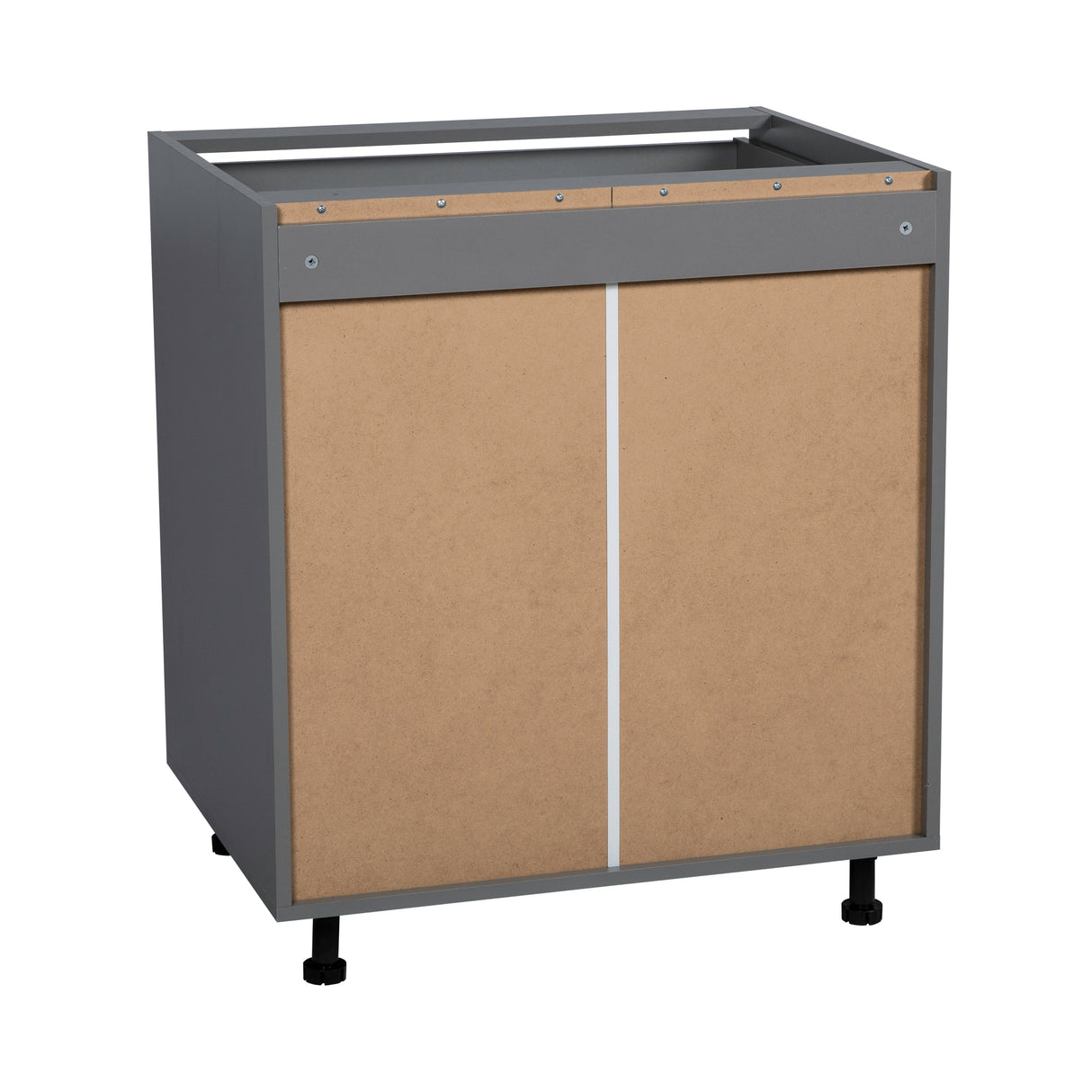 33" Base Cabinet-Double Door-Three Drawer-Grey