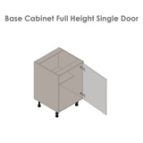 12" Base Cabinet High Single Door with Shaker White Matte door