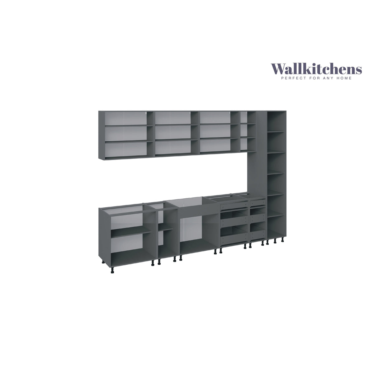 Kitchen Metropolitan Collection Gray & White Gloss Color Base Size 11Ft Wide