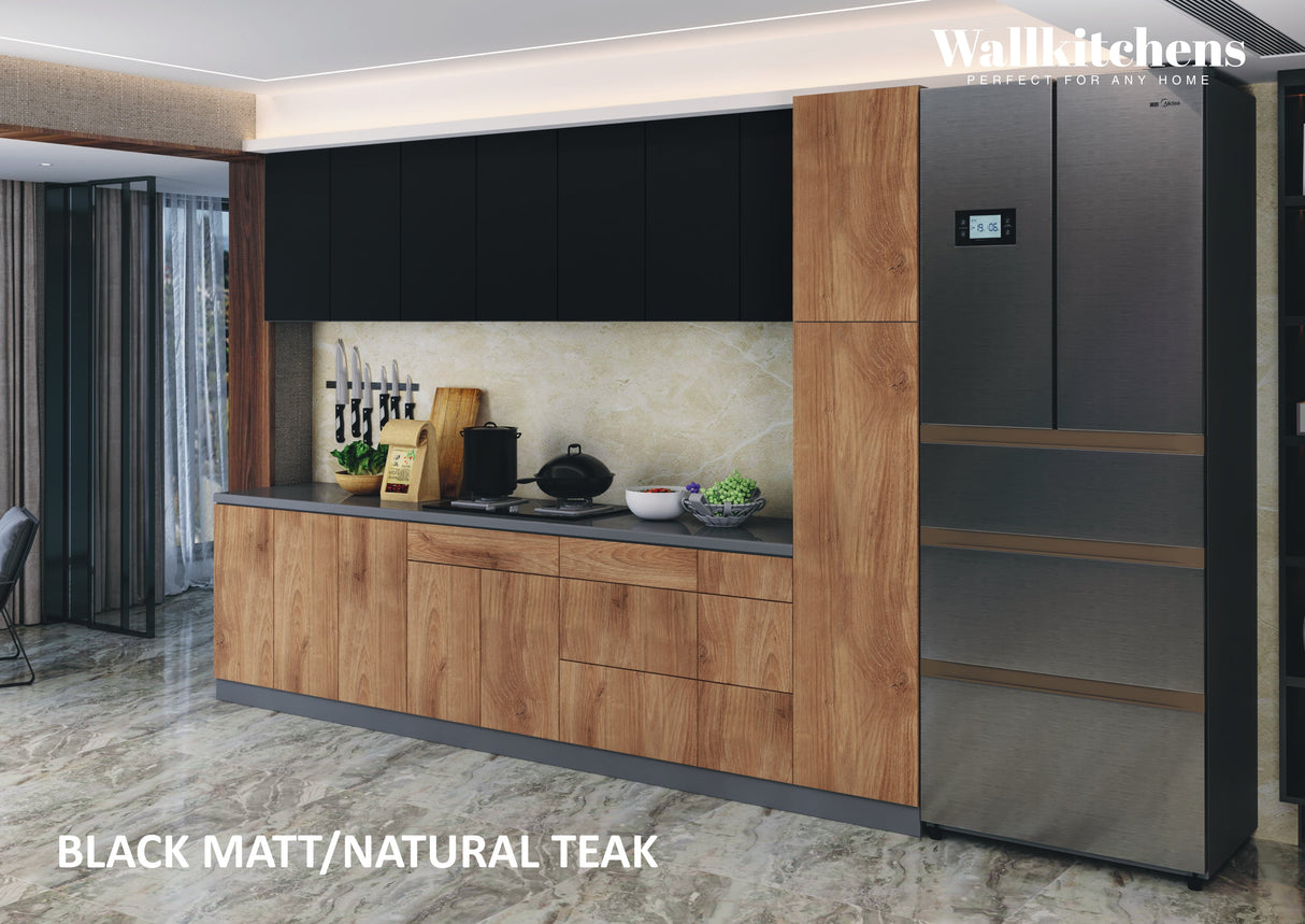 Kitchen Metropolitan Collection Natural Teak & Black Color Base Size 11Ft Wide