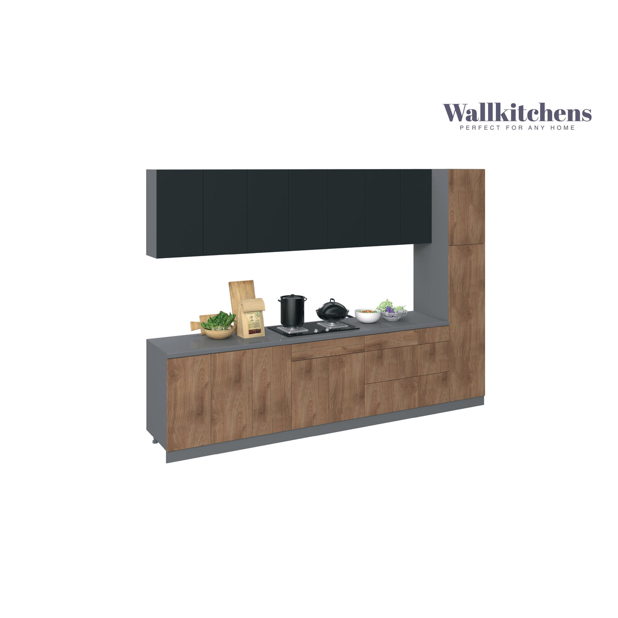Kitchen Metropolitan Collection Natural Teak & Black Color Base Size 11Ft Wide