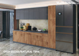 Kitchen Metropolitan Collection Natural Teak & Gray Color Base Size 11Ft Wide