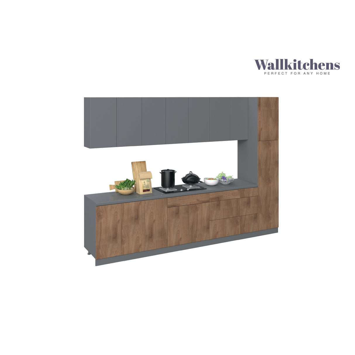 Kitchen Metropolitan Collection Natural Teak & Gray Color Base Size 11Ft Wide