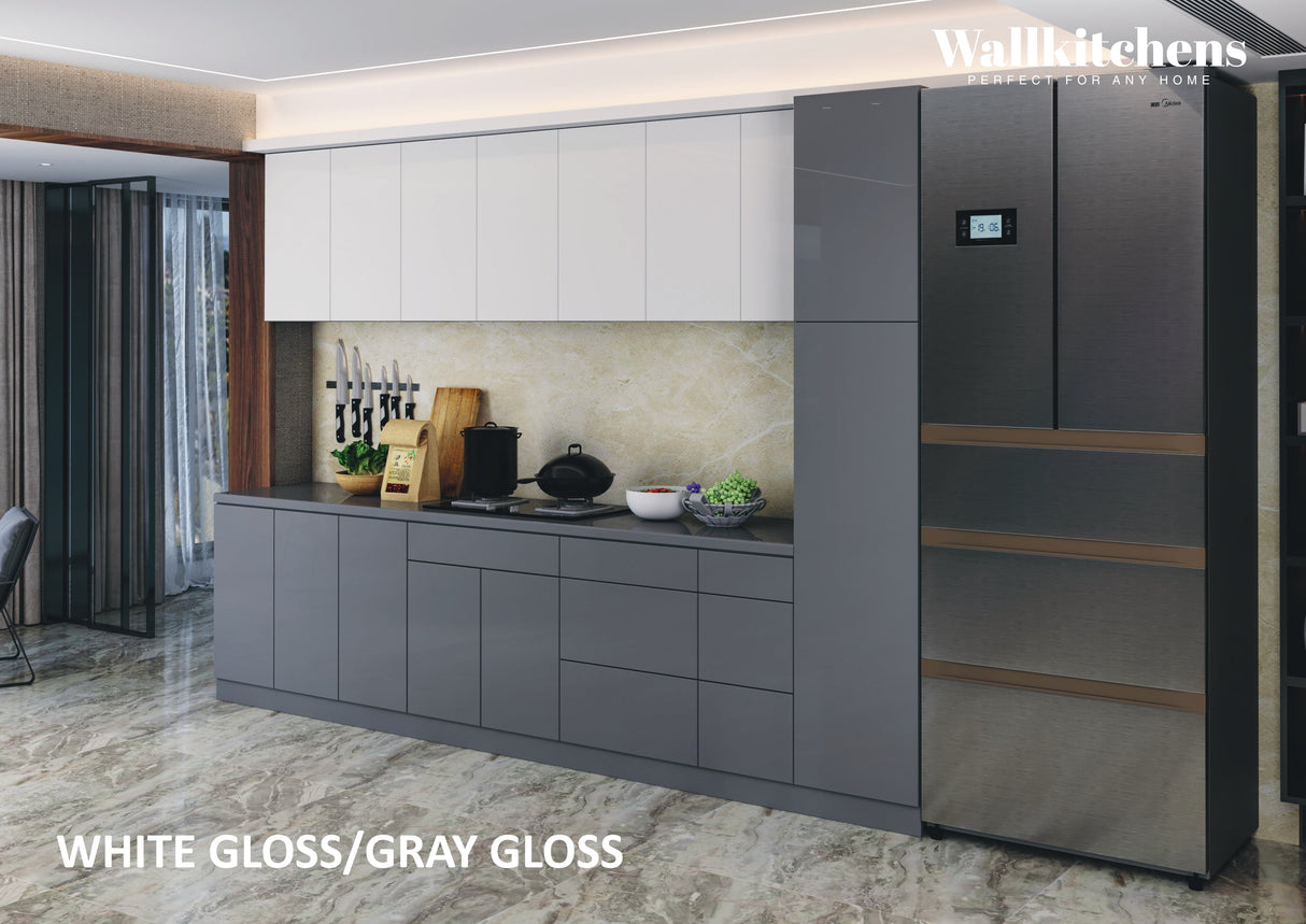 Kitchen Metropolitan Collection Gray & White Gloss Color Base Size 11Ft Wide