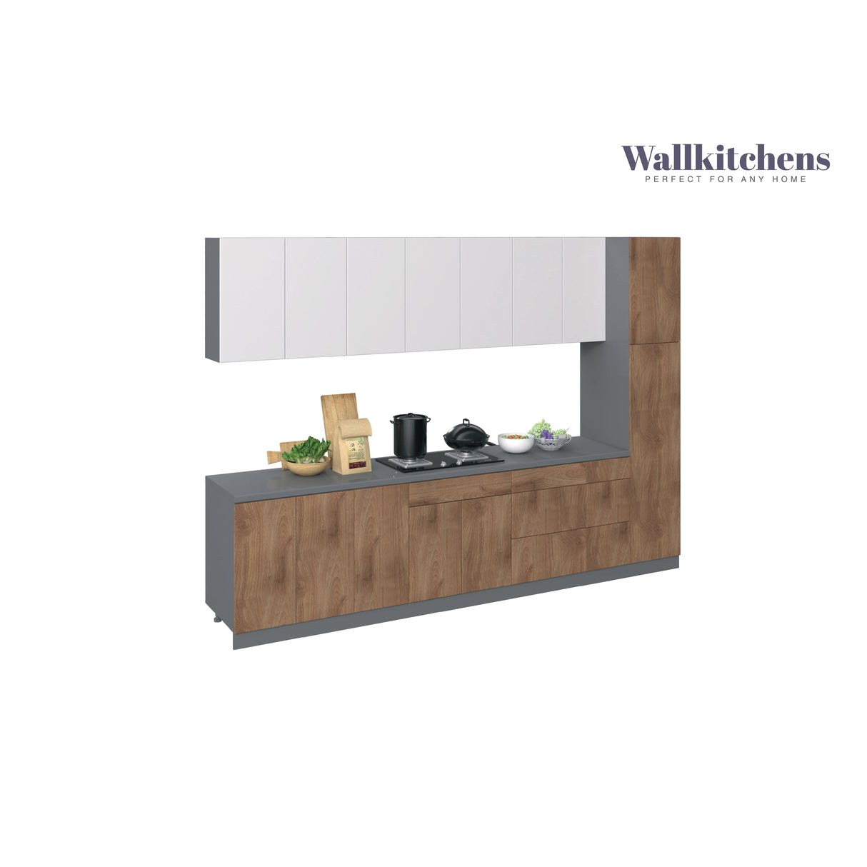 Kitchen Metropolitan Collection Natural Teak & White Gloss Color Base Size 11Ft Wide