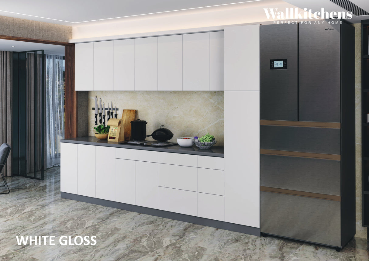 Kitchen Metropolitan Collection White Gloss Color Base Size 11Ft Wide