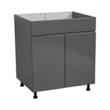 36" Sink Base Cabinets-High Double Door-with Grey Gloss door