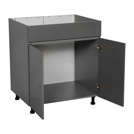 30" Sink Base Cabinets-High Double Door-with Grey Gloss door