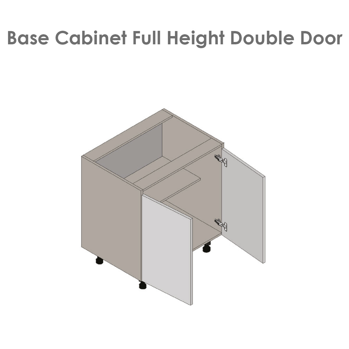 30" Base Cabinet High Double Door with Shaker White Matte door