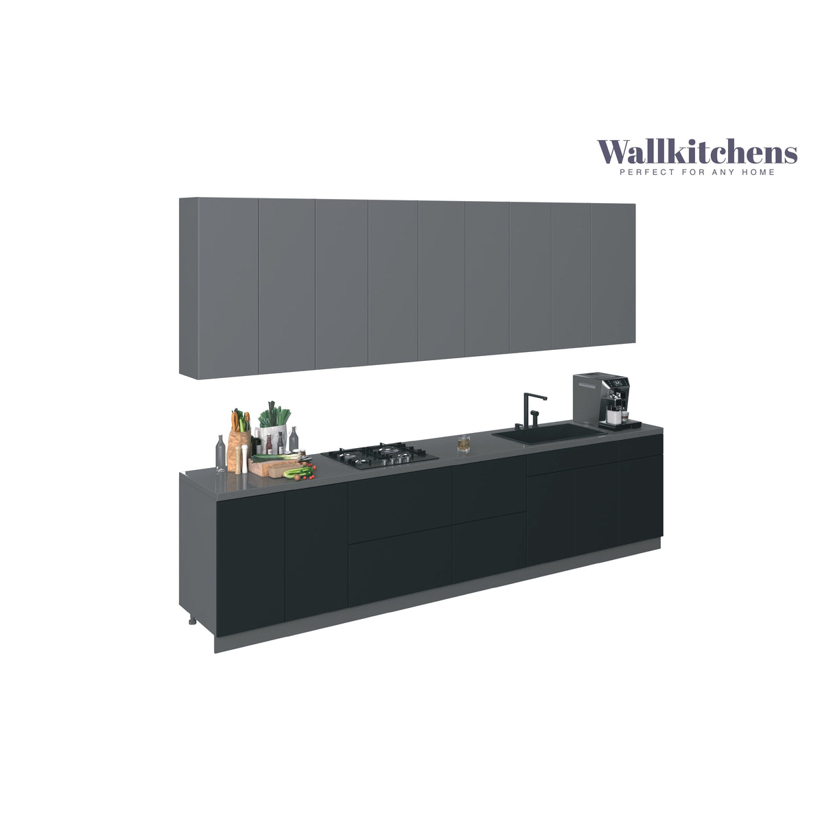 Kitchen Elite Epicure Collection Black & Gray Color Base Size 11Ft Wide