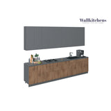 Kitchen Elite Epicure Collection Natural Teak & Gray Color Base Size 11Ft Wide