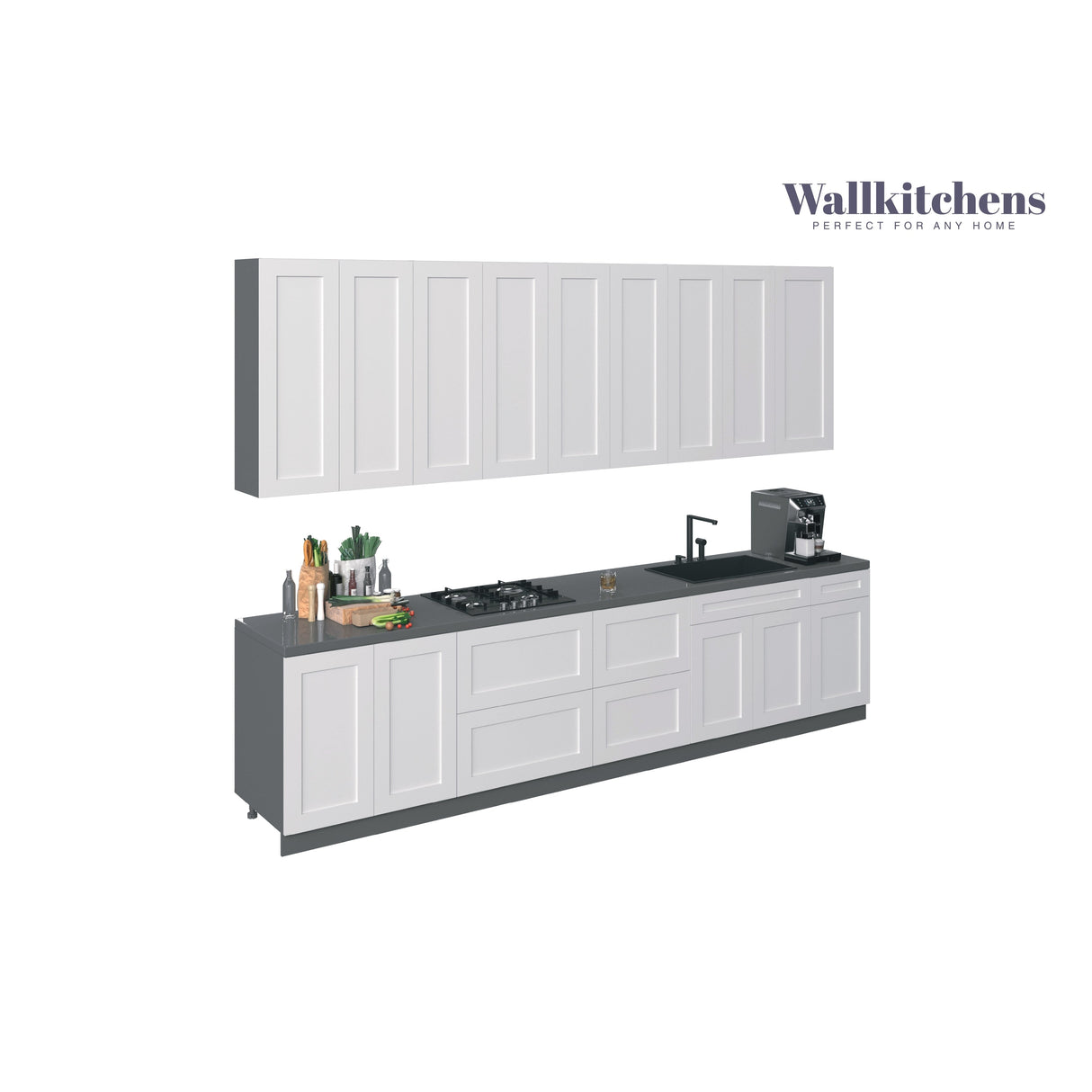 Kitchen Elite Epicure Collection White Matte Color Base Size 11Ft Wide