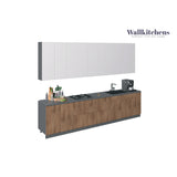 Kitchen Elite Epicure Collection Natural Teak & White Gloss Color Base Size 11Ft Wide