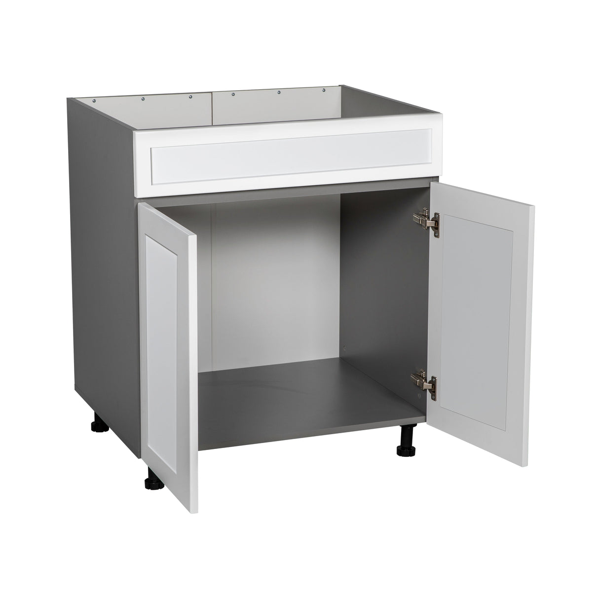 30" Sink Base Cabinets-High Double Door-with Shaker White Matte door