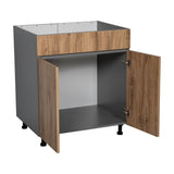 30" Sink Base Cabinets-High Double Door-with Natural Teak door