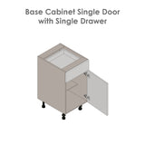 21" Base Cabinet Single Door Single Drawer with Grey Gloss door
