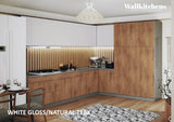 Kitchen Timeless Collection Natural Teak & White Gloss Color Base Size 12Ft Wide