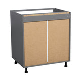 24" Base Cabinet-Double Door-Two Drawer-Grey