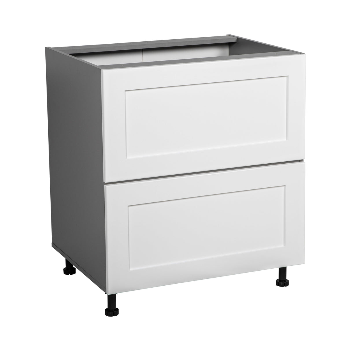 24" Base Cabinet-Double Door-Two Drawer-with Shaker White Matte door