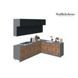 Kitchen Radiance Collection Natural Teak & Black Color Base Size 9Ft Wide
