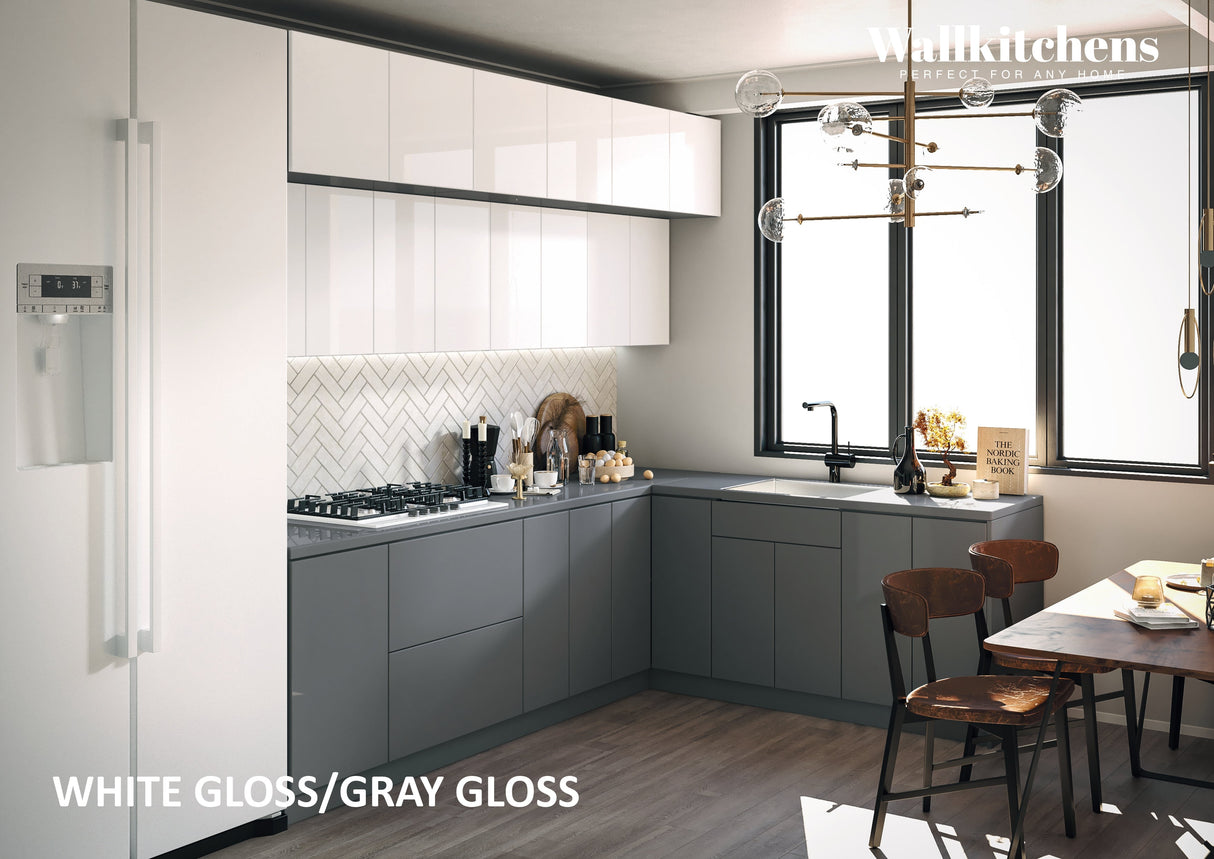 Kitchen Radiance Collection Gray & White Gloss Color Base Size 9Ft Wide